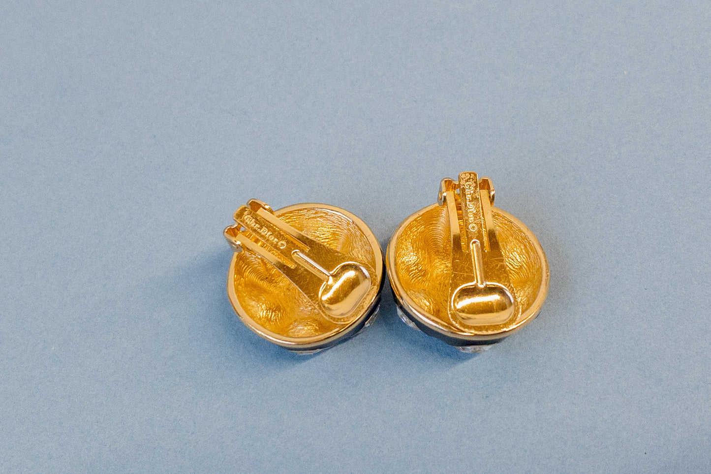 Christian Dior 80's 90's Rhinestone Gold Earrings