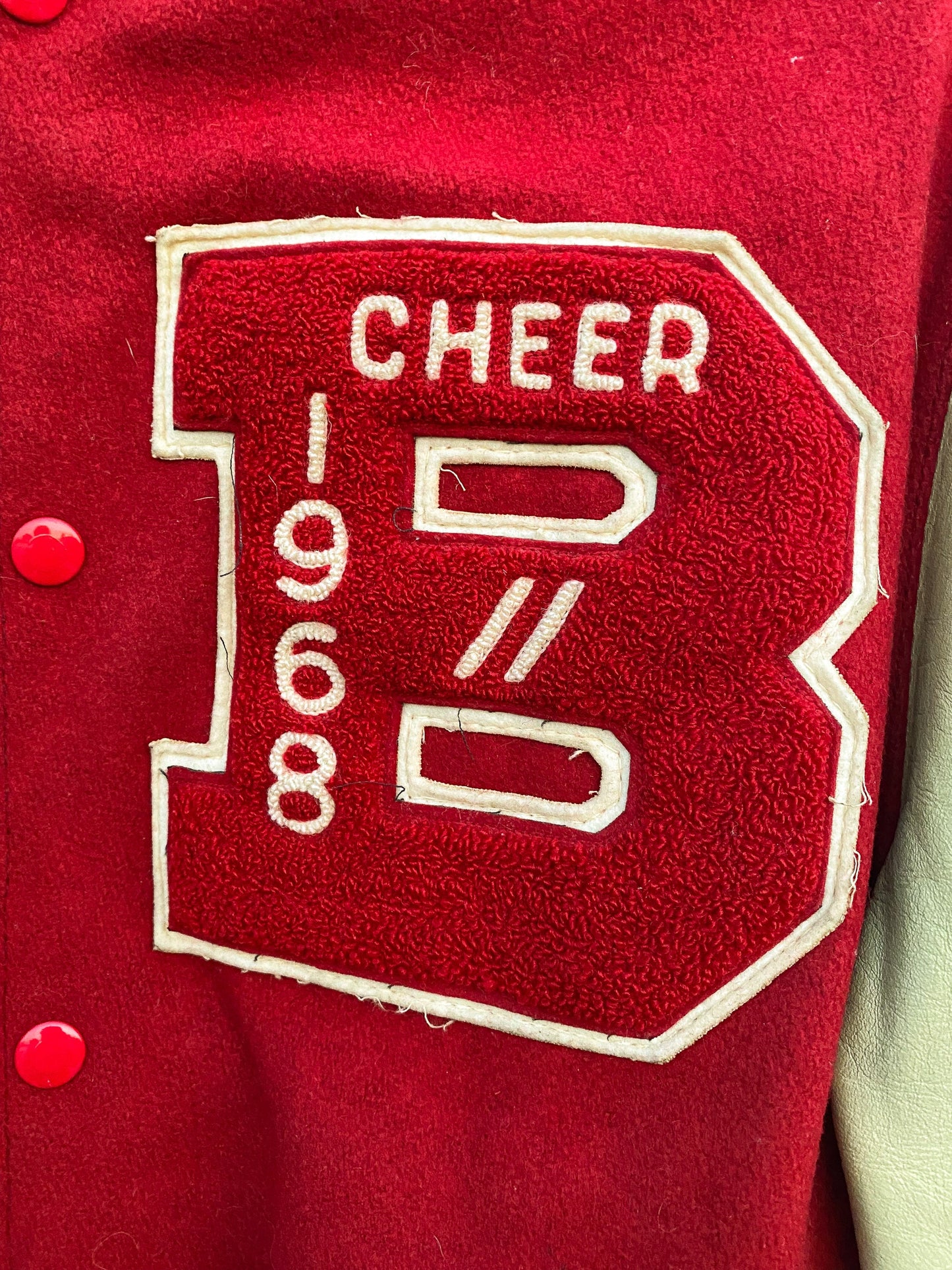 60s Red & Cream Cheer Letterman Jacket