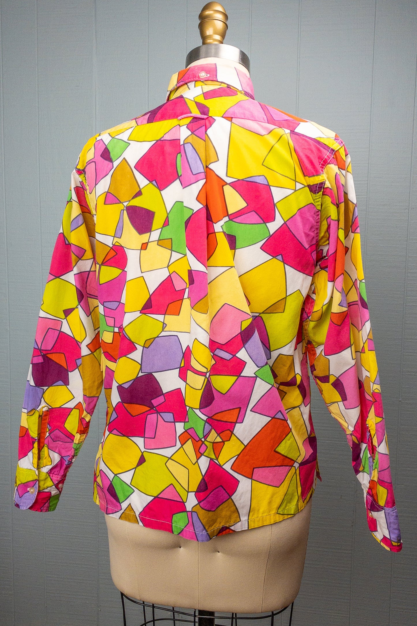 60's Geometric Rainbow Blouse | S/M