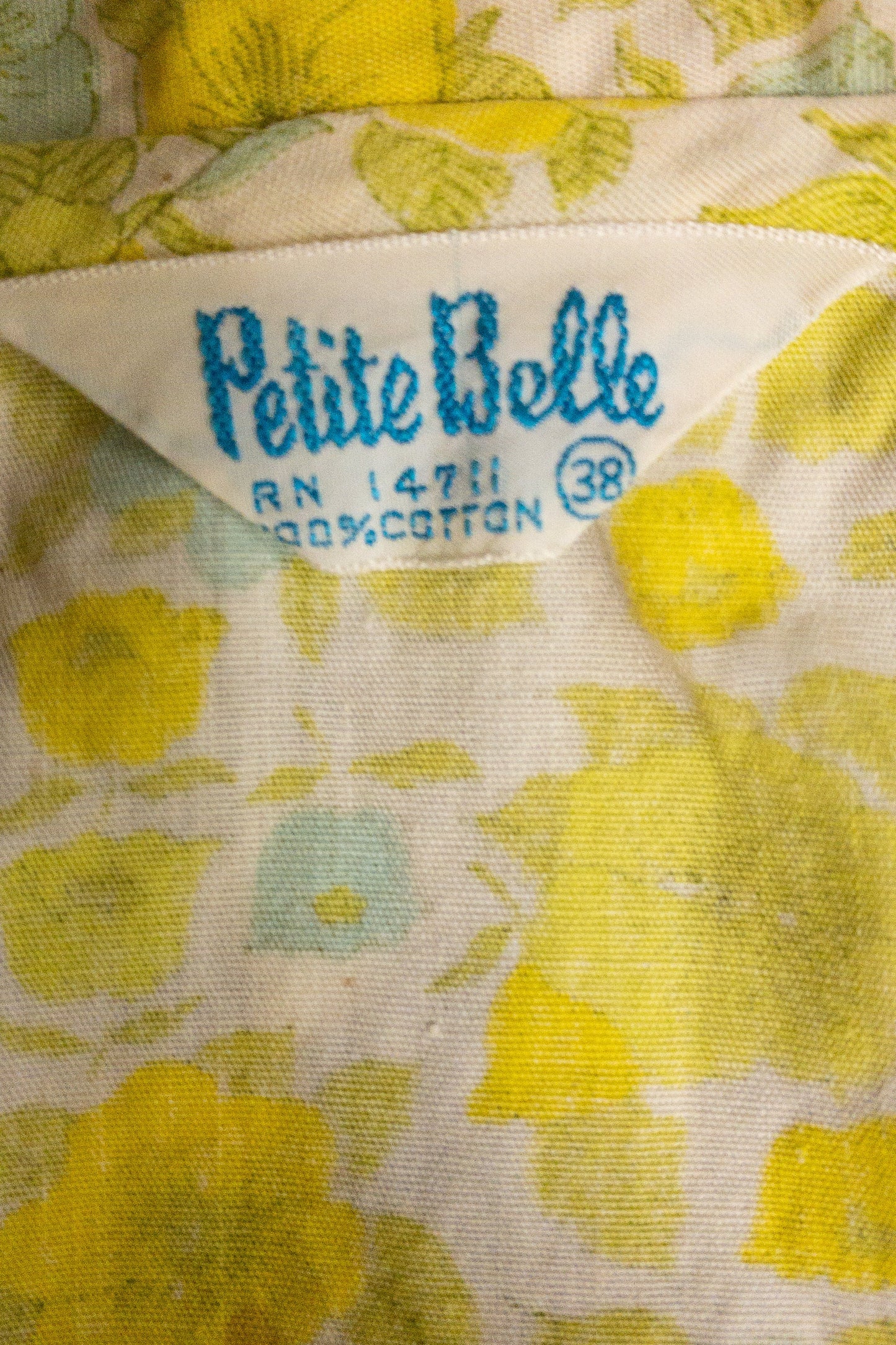 60's Yellow & Blue Ditsy Floral Sleeveless | M/L
