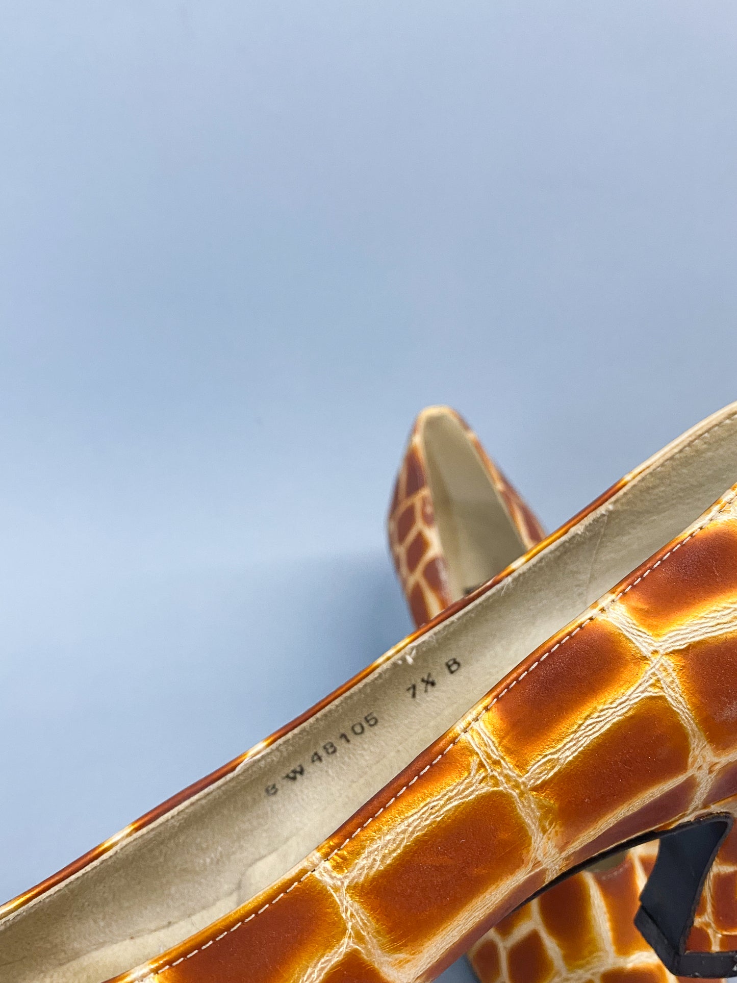 90's Stuart Weitzman Leather Orange Brown Gold Giraffe Heels