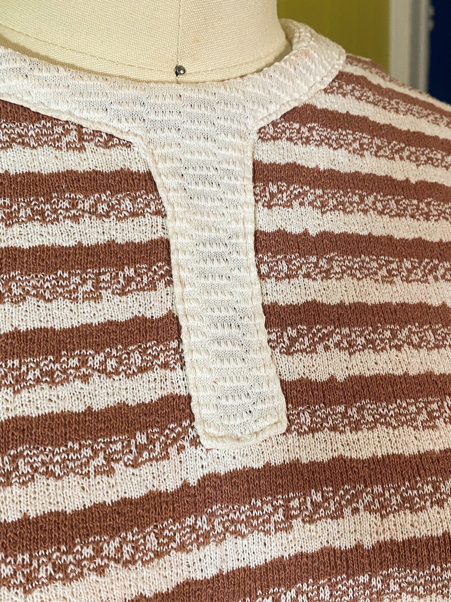 60s 70's Brown Space Dye Crew | S/M