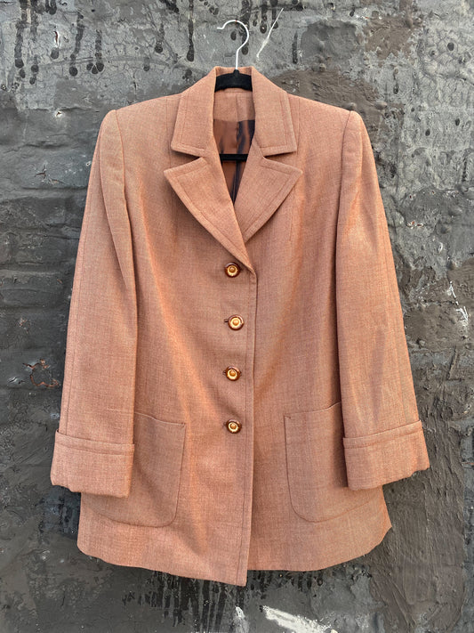 50's Four Button Revere Collar Warm Brown Blazer | L/XL