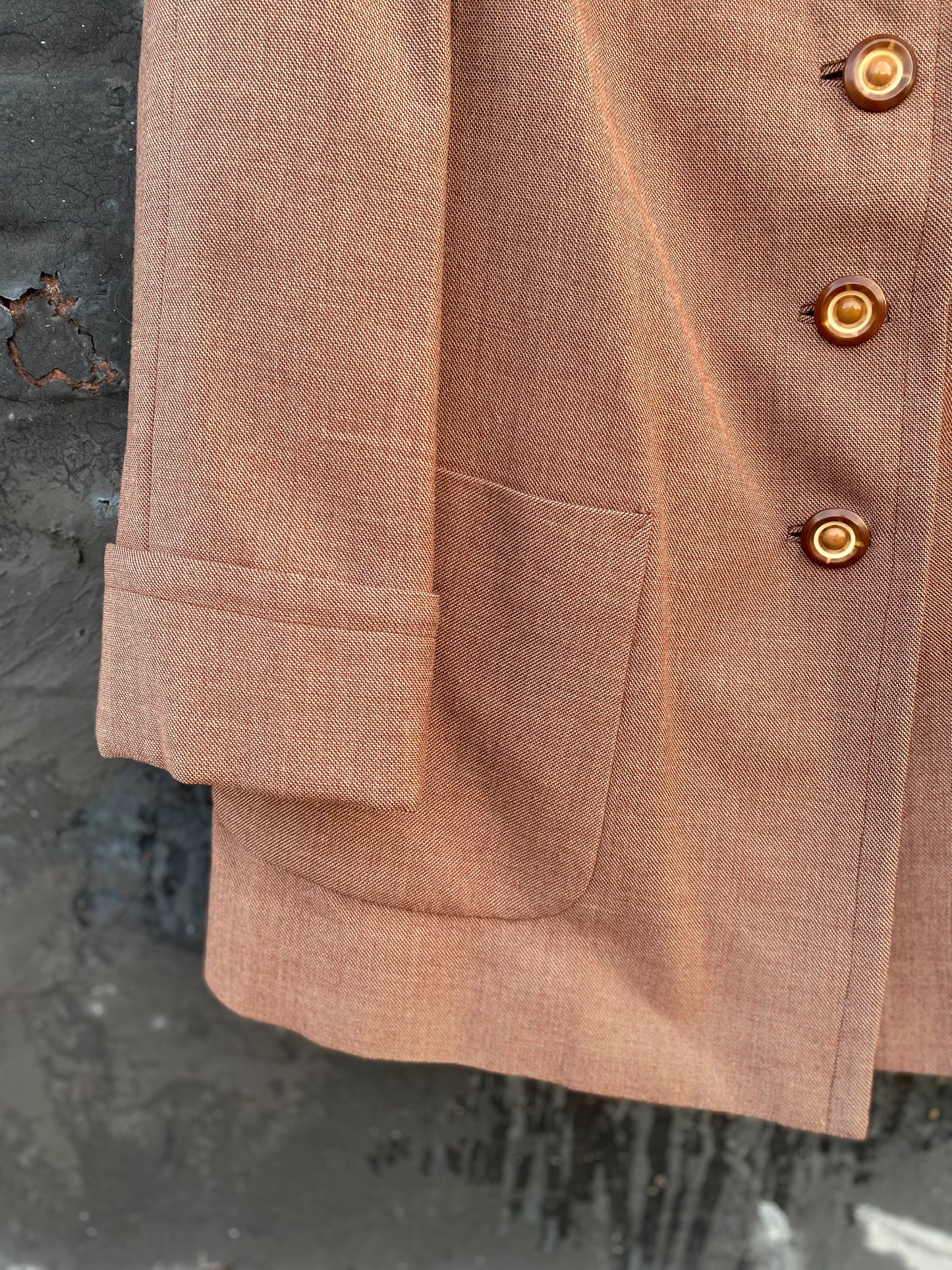 50's Four Button Revere Collar Warm Brown Blazer | L/XL