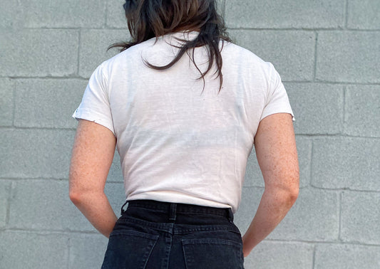 50's Champion White Busted Camp T Shirt