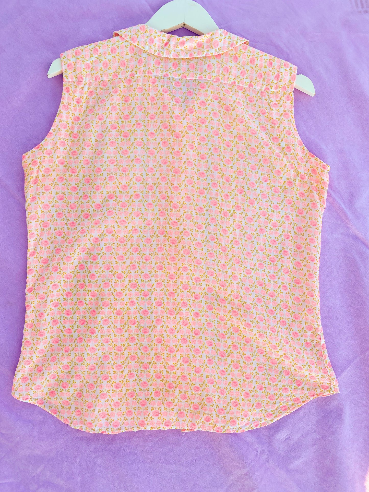 60's Pink Rose Peter Pan Collar Shirt