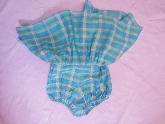 60's Blue & Green Plaid Bloomer Skort