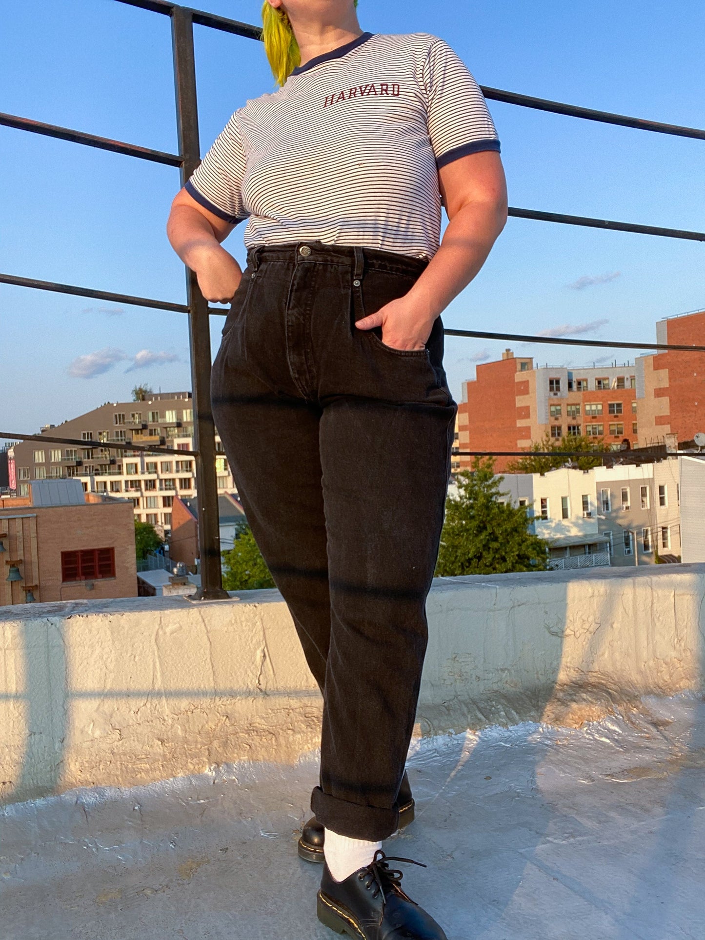 80s Black Pleated Mom Jeans | 35" x 31"