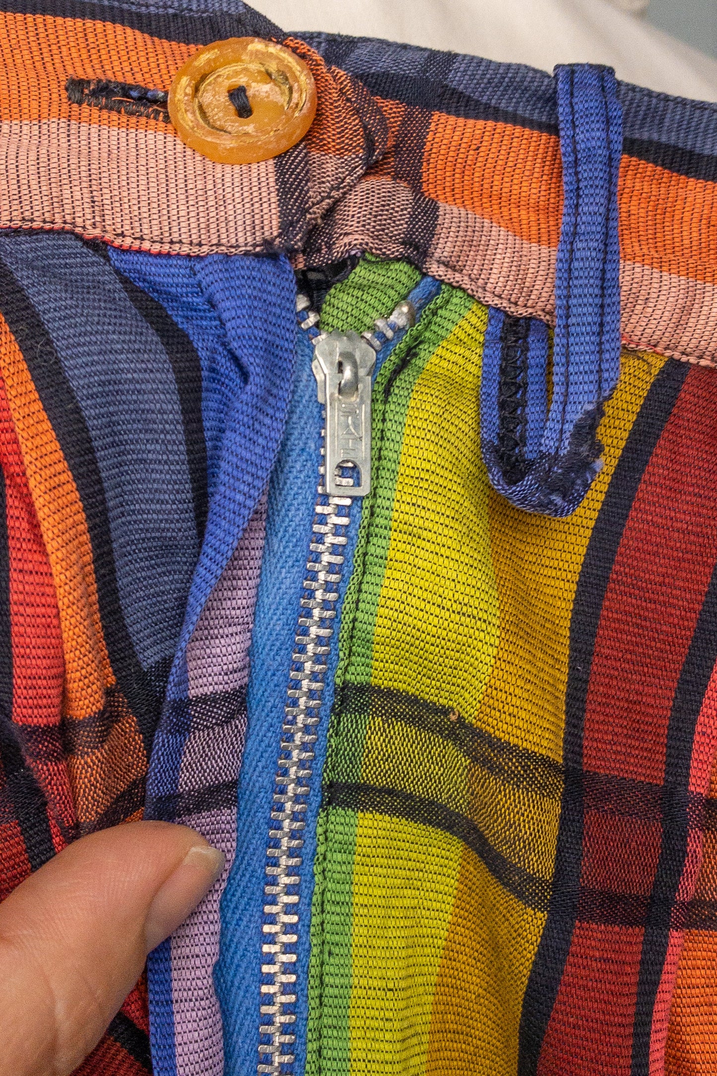 50s 60s Rainbow Plaid Skirt | 25"