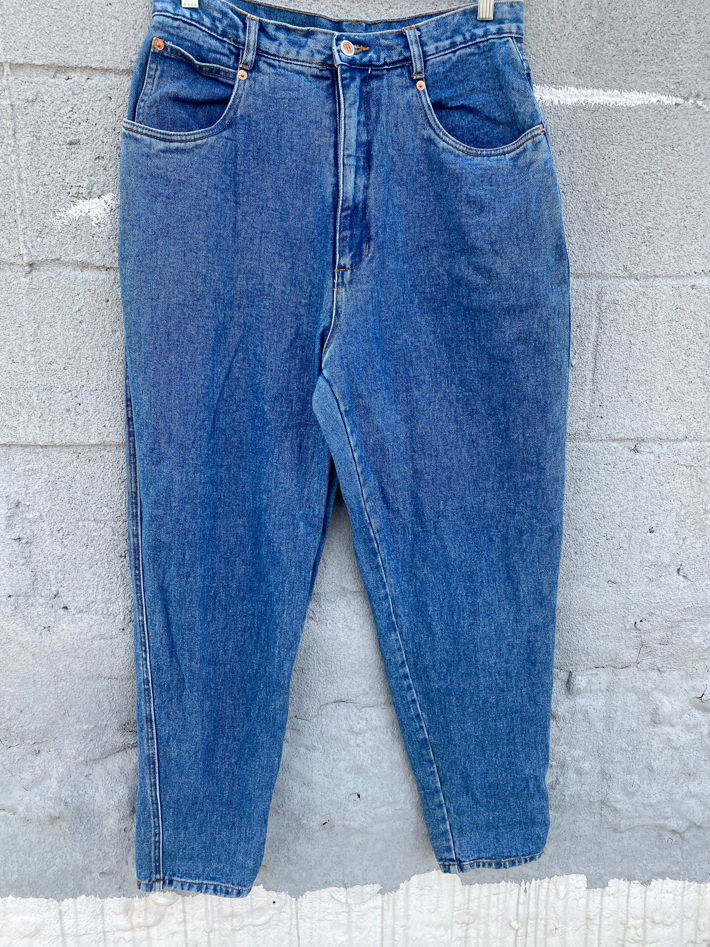 90s Mid Blue Denim Mom Jeans | 33" x 31"