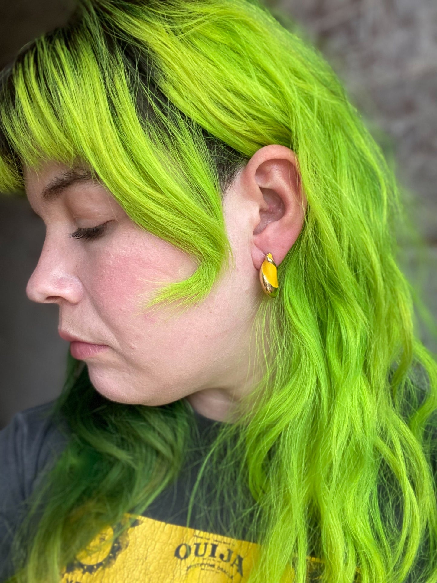 Gold & Yellow Swirl Huggie Earrings