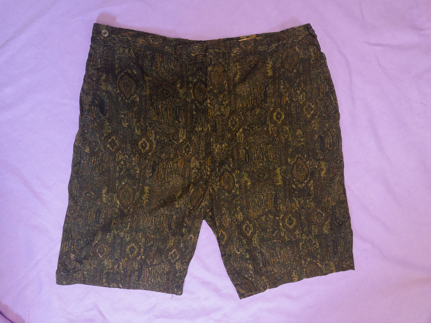 60s Deep Green Paisley Print Short | 36"