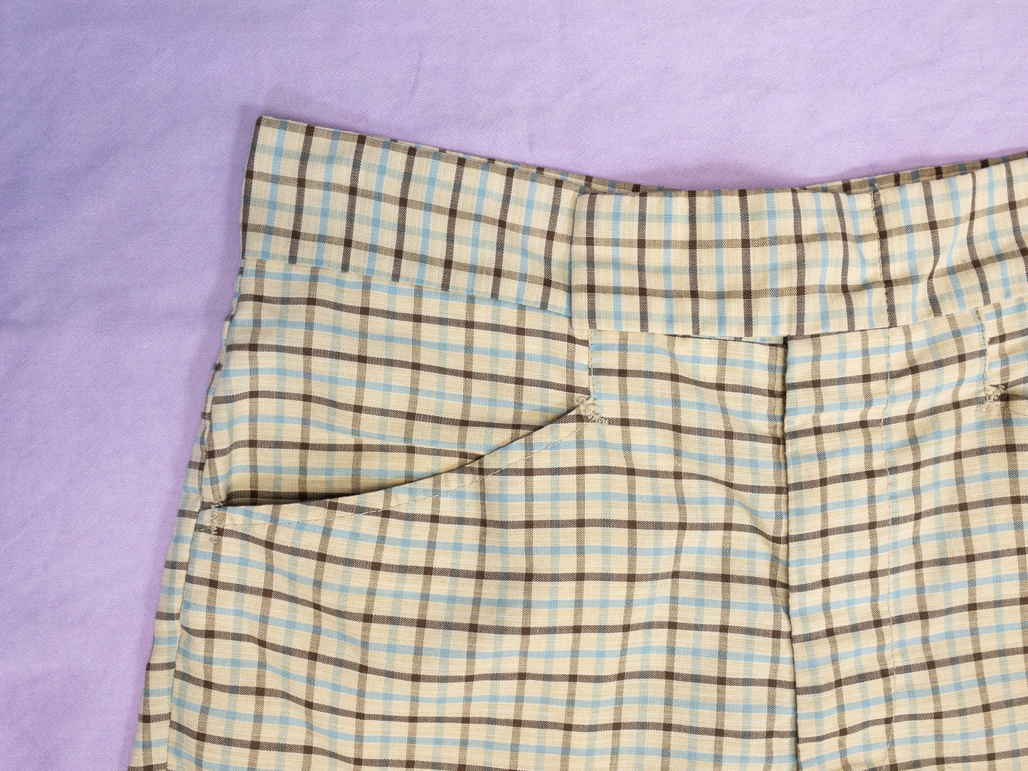 70's Tan Check High Waist Bermuda Short | 30"