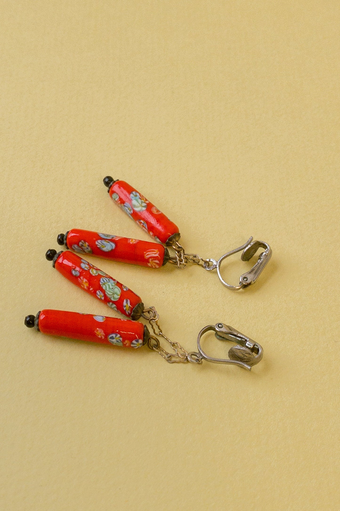 Red Roll Candy Peppermint Swirl Clip On Earrings