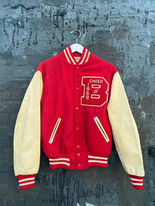 60s Red & Cream Cheer Letterman Jacket