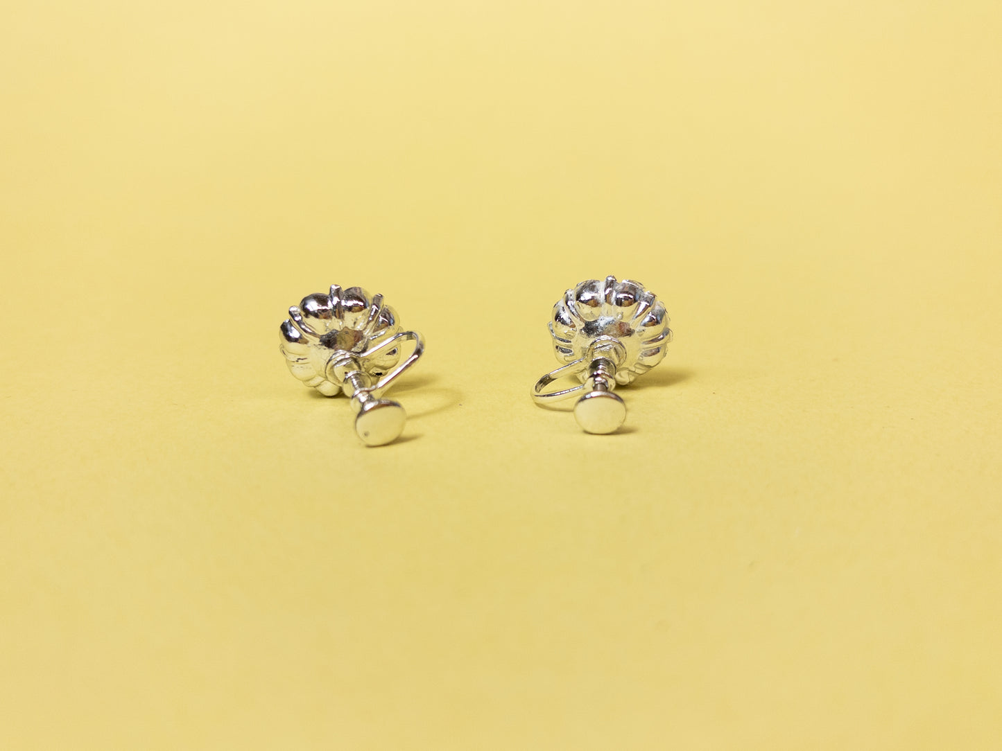 50s 60s Rhinestone Flower Screw Backs