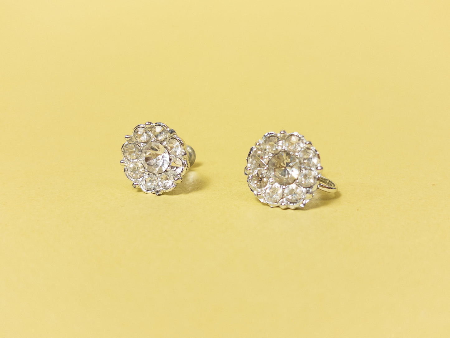 50s 60s Rhinestone Flower Screw Backs