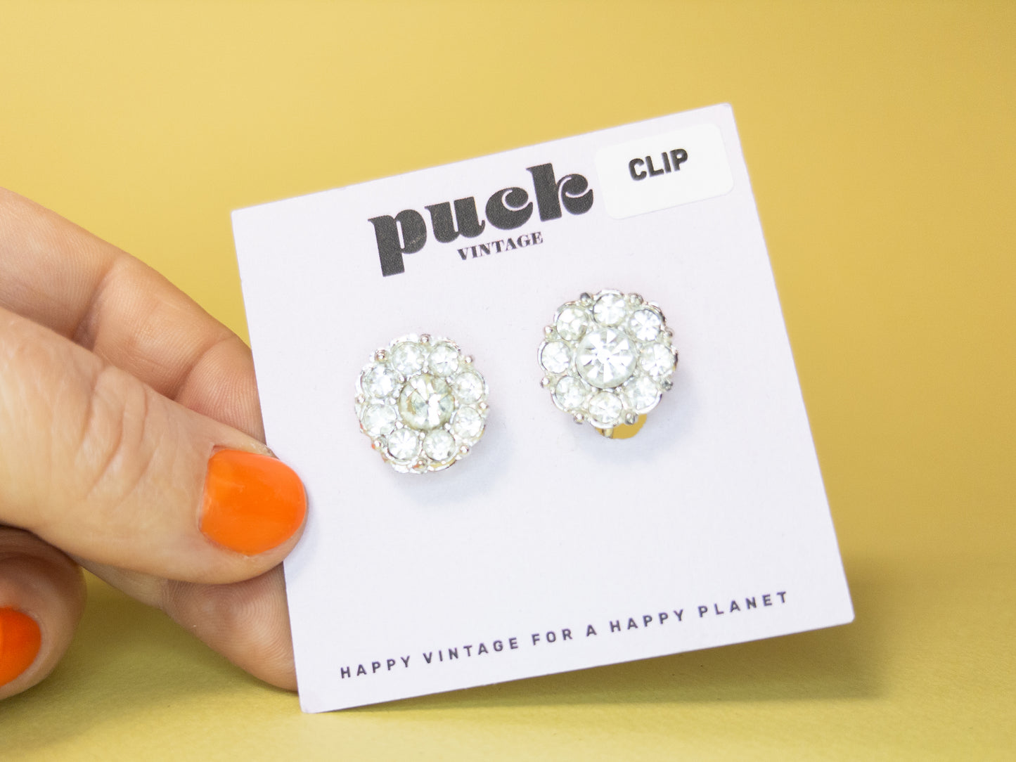 50s 60s Rhinestone Flower Screw Backs