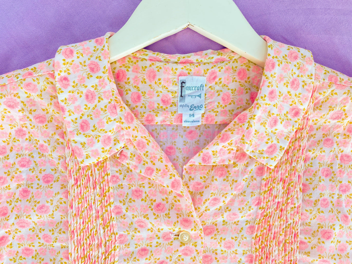 60's Pink Rose Peter Pan Collar Shirt