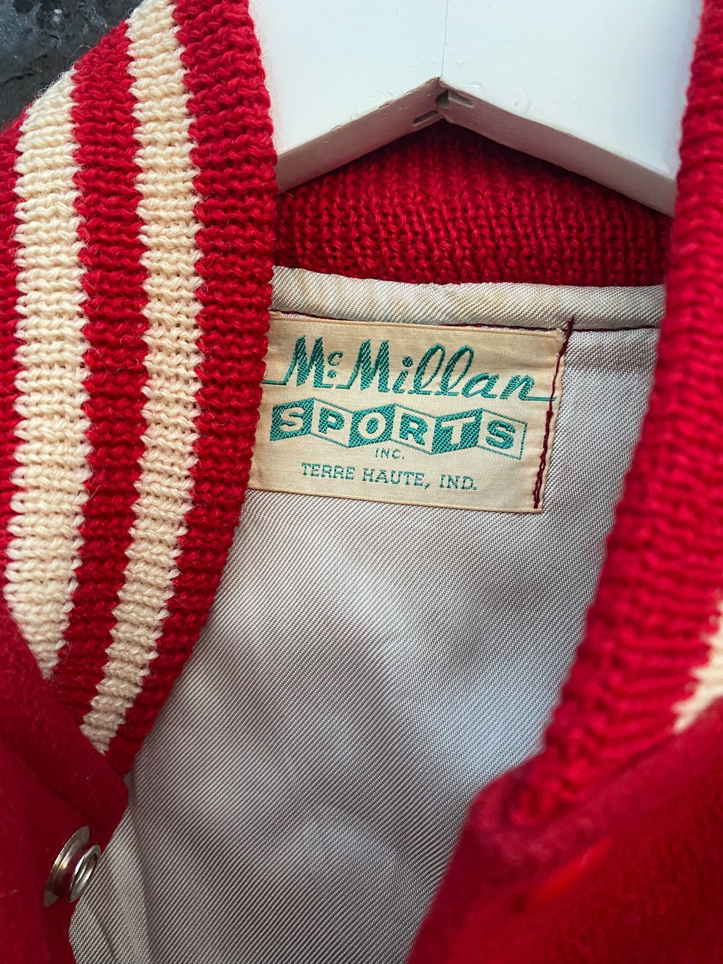 60s Red & Cream Cheer Letterman Jacket