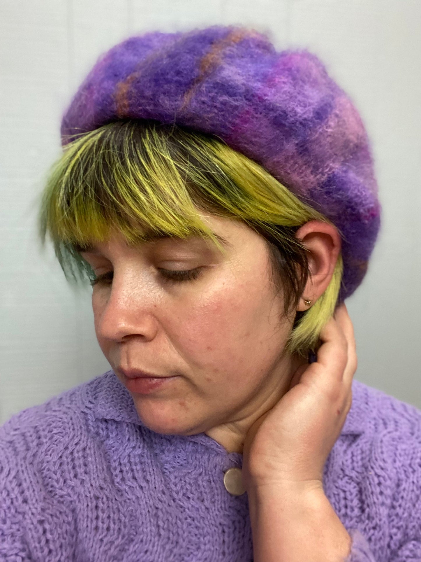 50's/60's "Marvelous Mrs. Maisel" Purple Plaid Mohair Wool Scottish Tam Beret