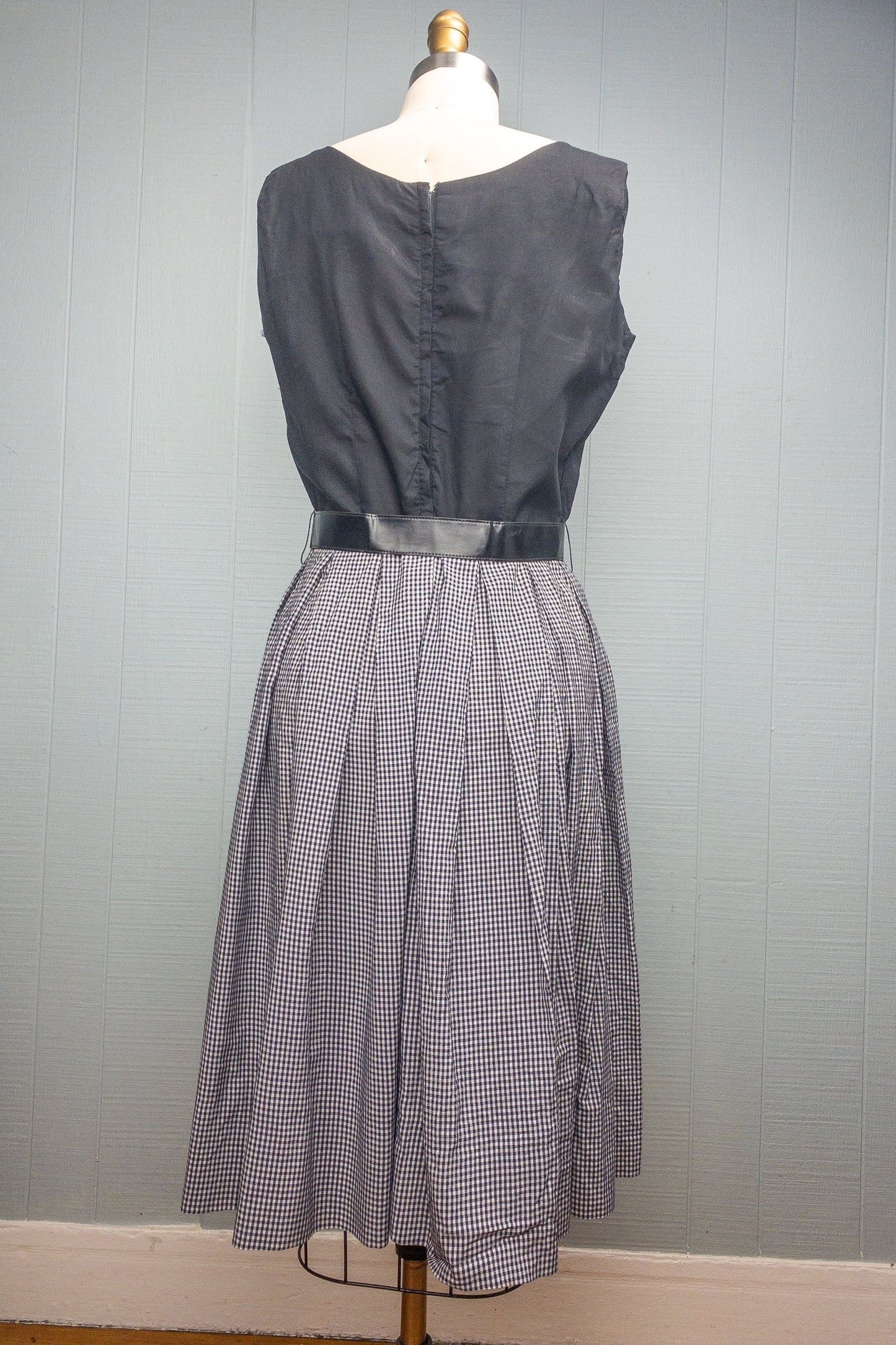 50's Black & White Gingham Picnic Dress