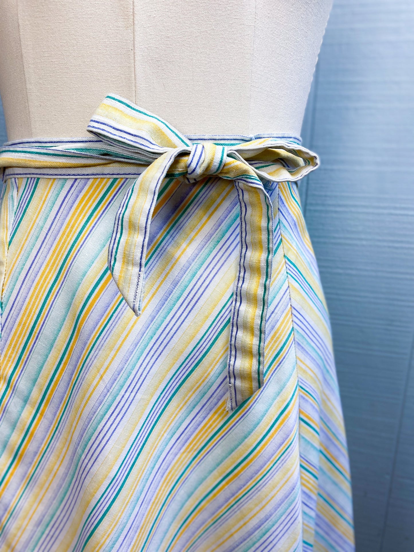 70's Jantzen Yellow & Lavender Stripe Wrap Skirt