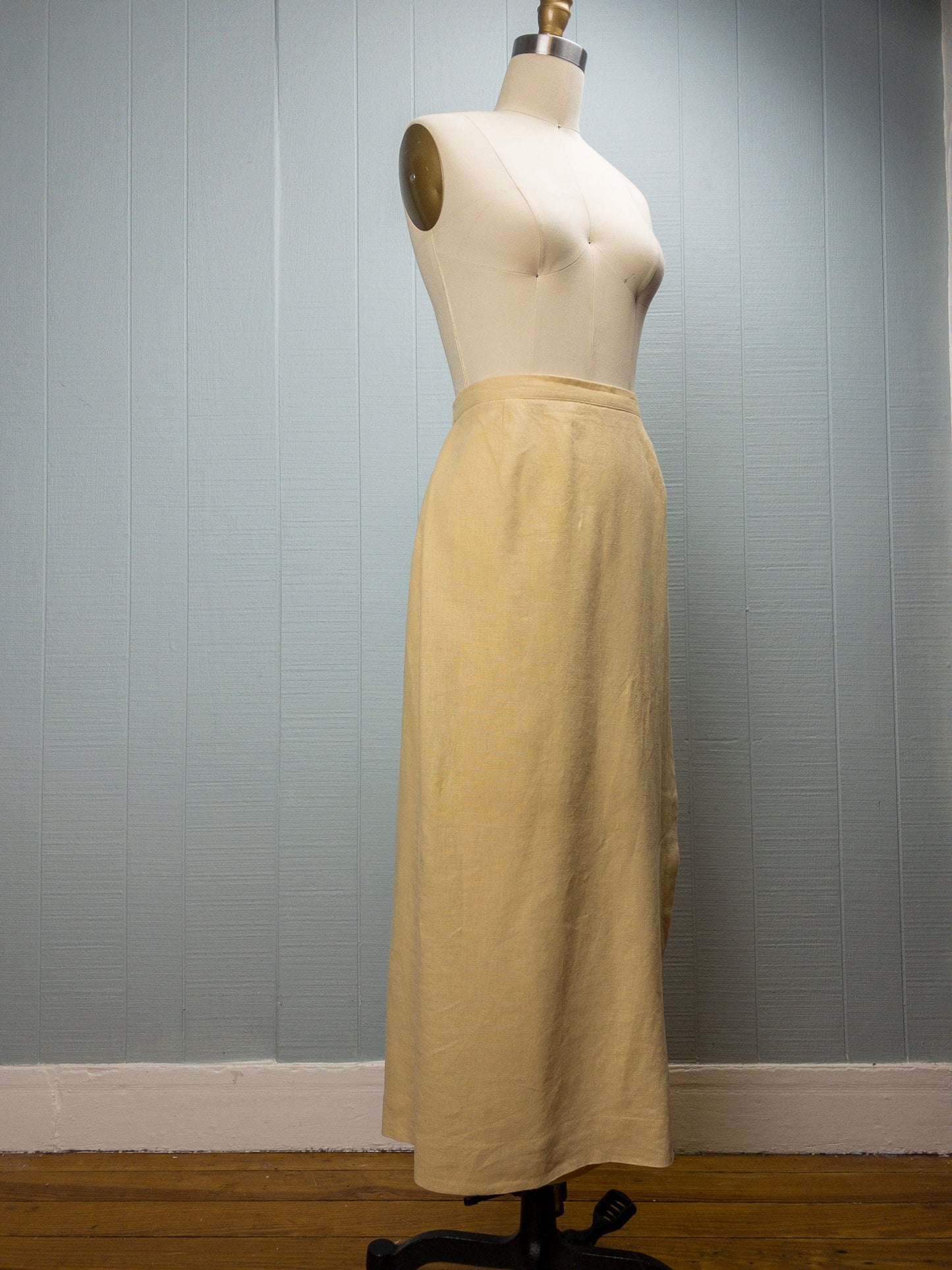 90's Butter Yellow Linen Maxi Skirt | L/XL