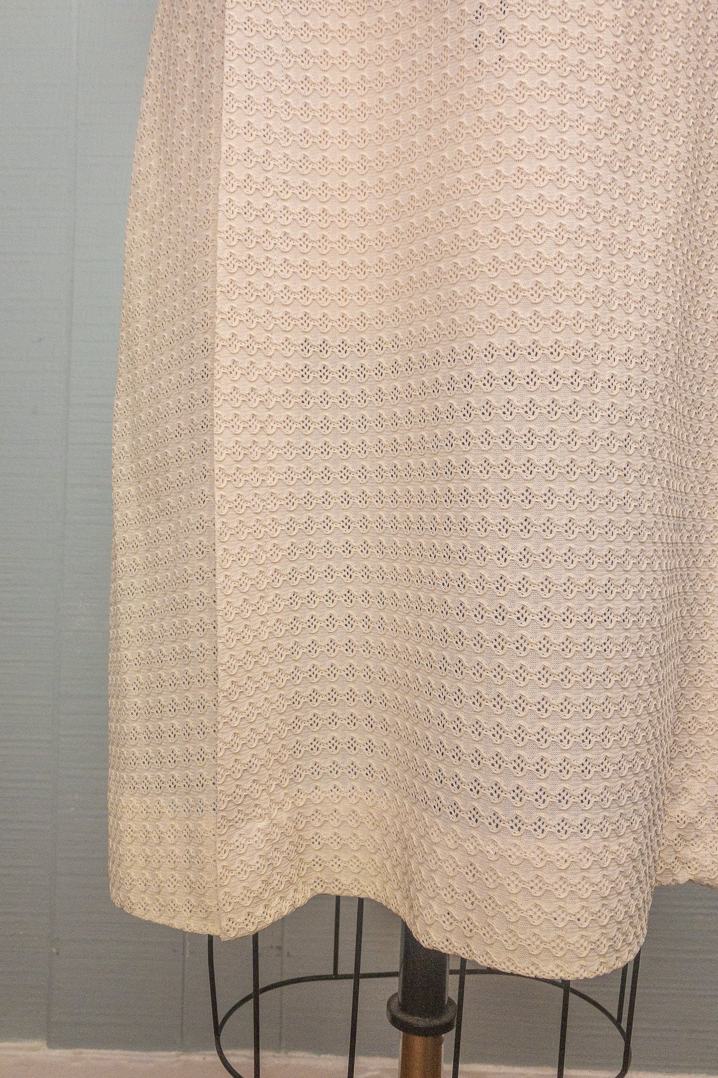 60's 70's Cream Eyelet Dress | S