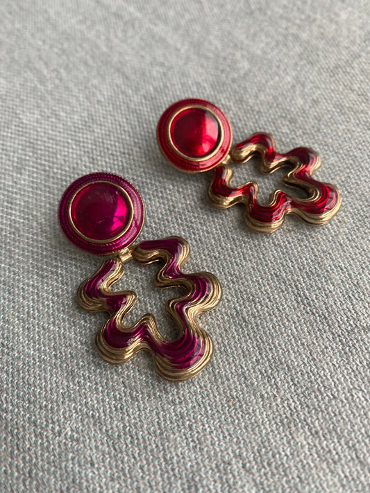 80's Squiggle Blob Pierced Dangle Earrings