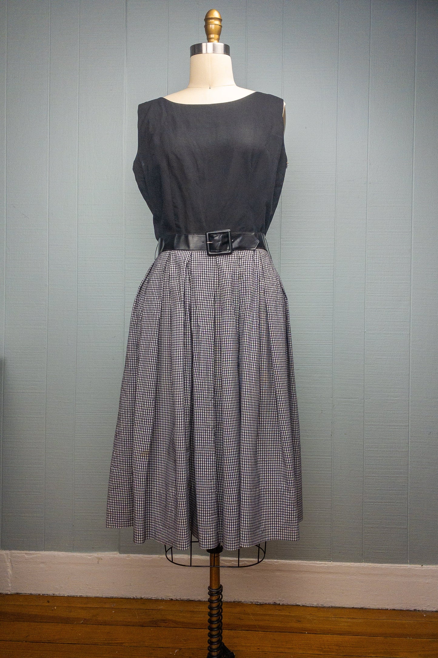 50's Black & White Gingham Picnic Dress