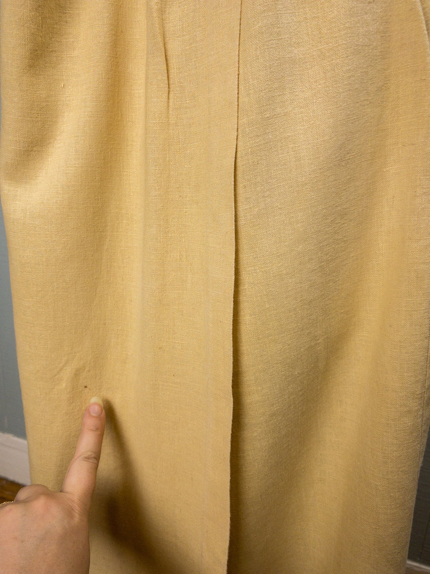 90's Butter Yellow Linen Maxi Skirt | L/XL