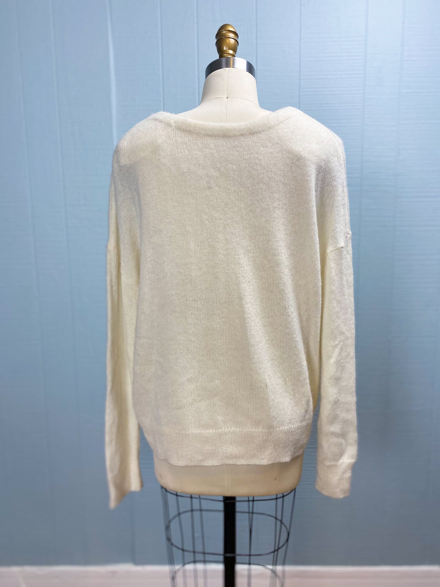 The White Company Ultra Soft Wool V Neck Cream Cardigan