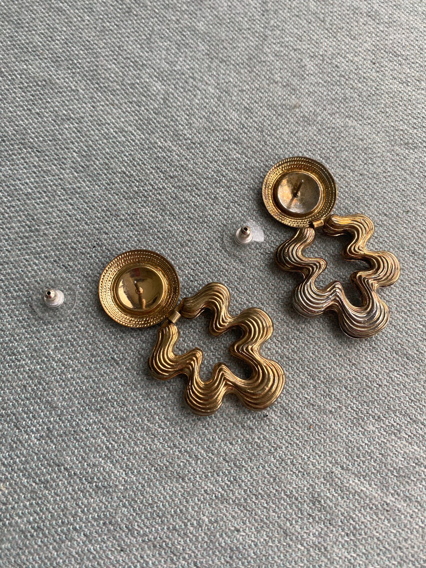 80's Squiggle Blob Pierced Dangle Earrings