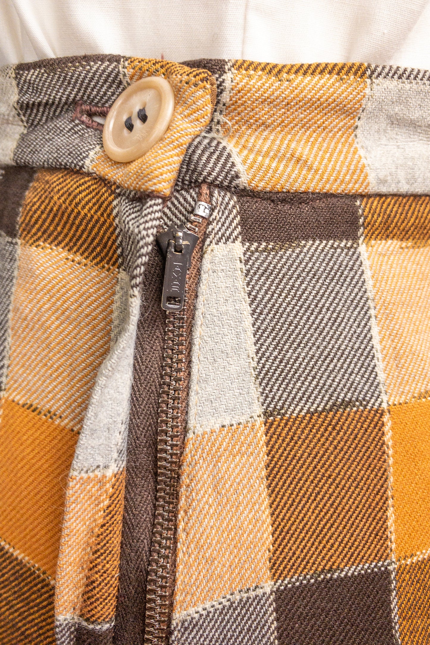 50's Orange Chocolate Plaid Skirt | S/M