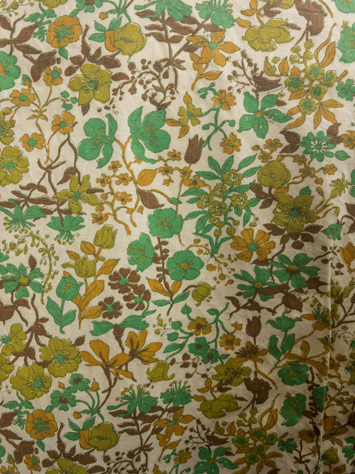 60's Jade & Mustard Floral Blouse | M/L