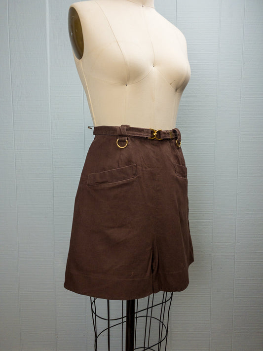 60's Brown Buckle Shorts | 25"