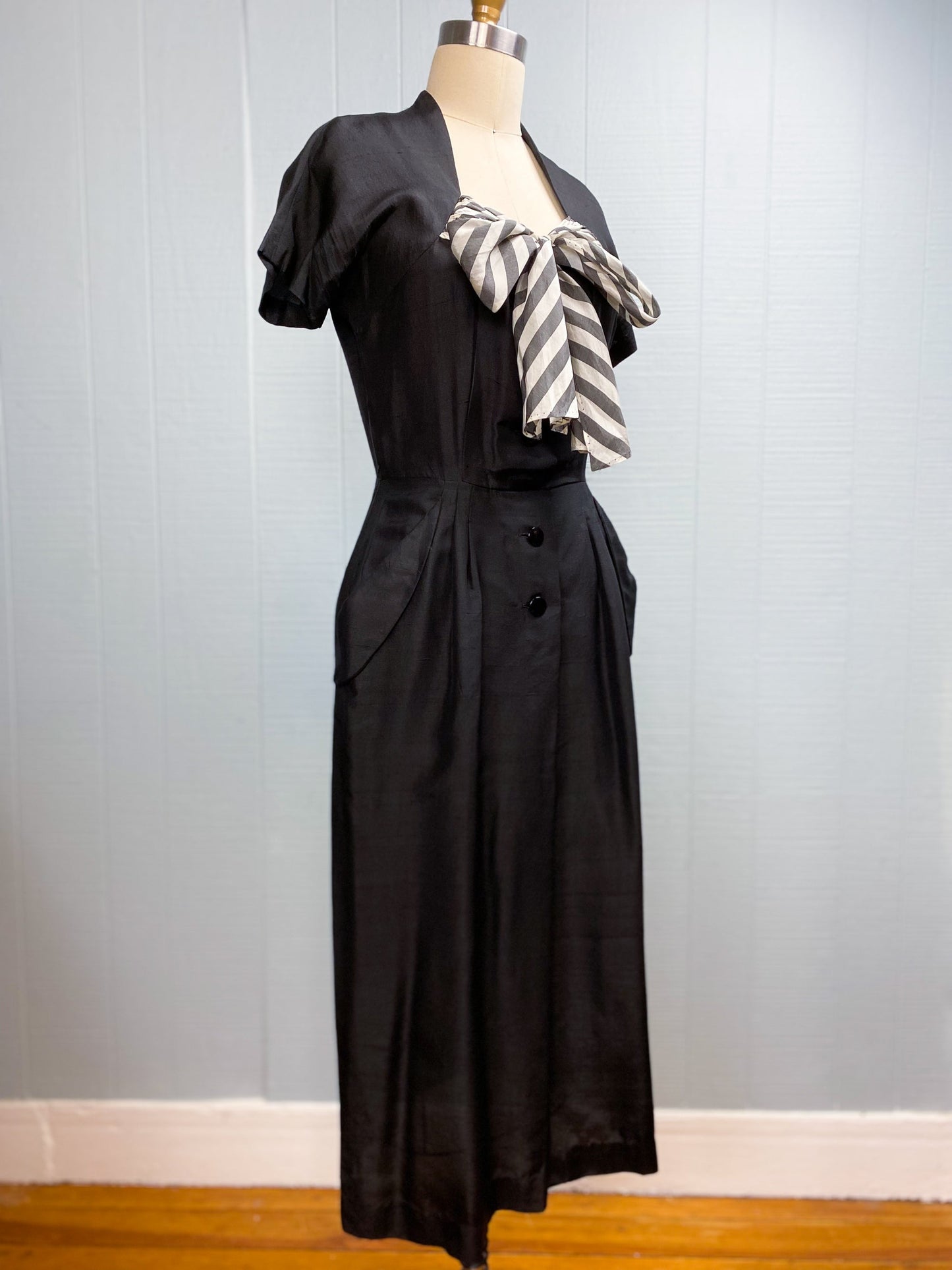 50's Striped Bow Dress | S/M