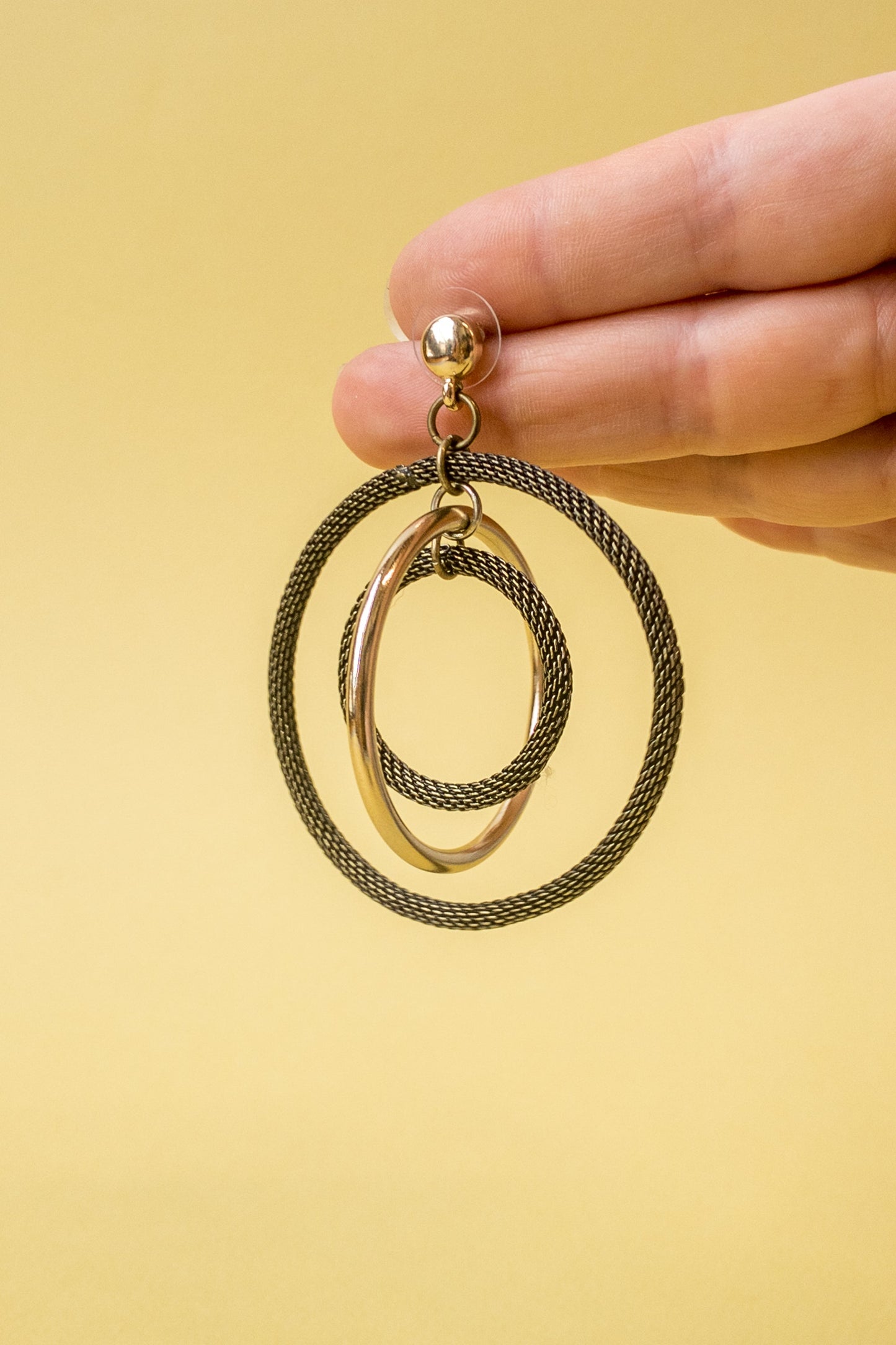 Gold Chain Orbit Hoop Dangle Orbit Gold Earrings