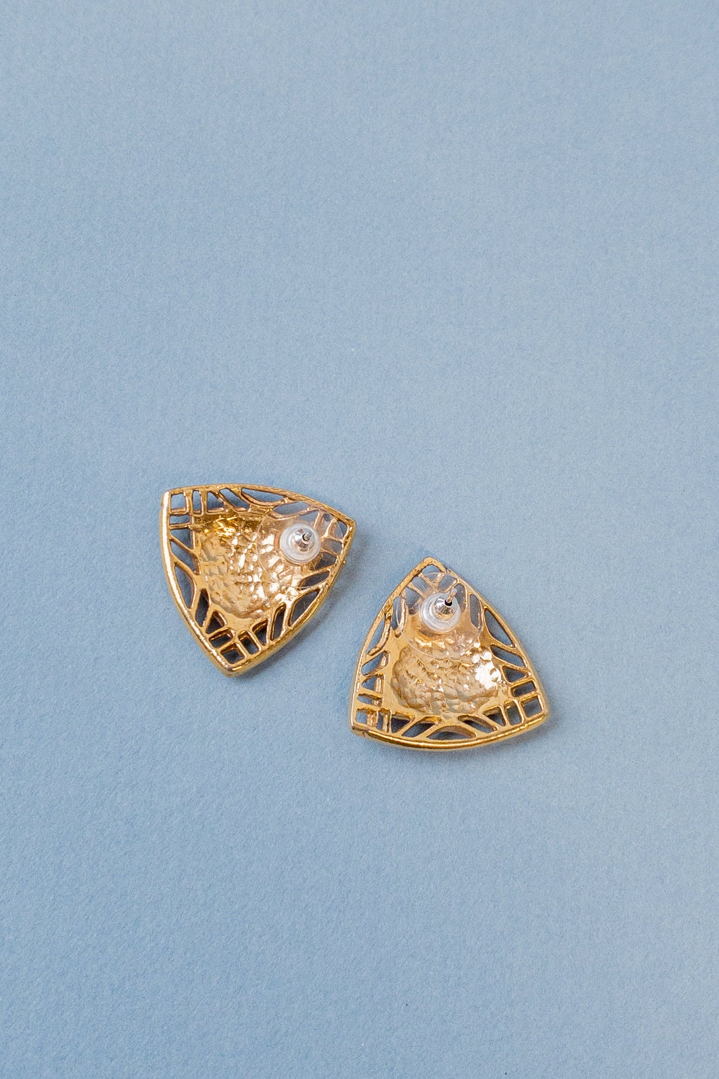 Triangular Celtic Pink Purple Swirl Enamel Filigree Pierced Post