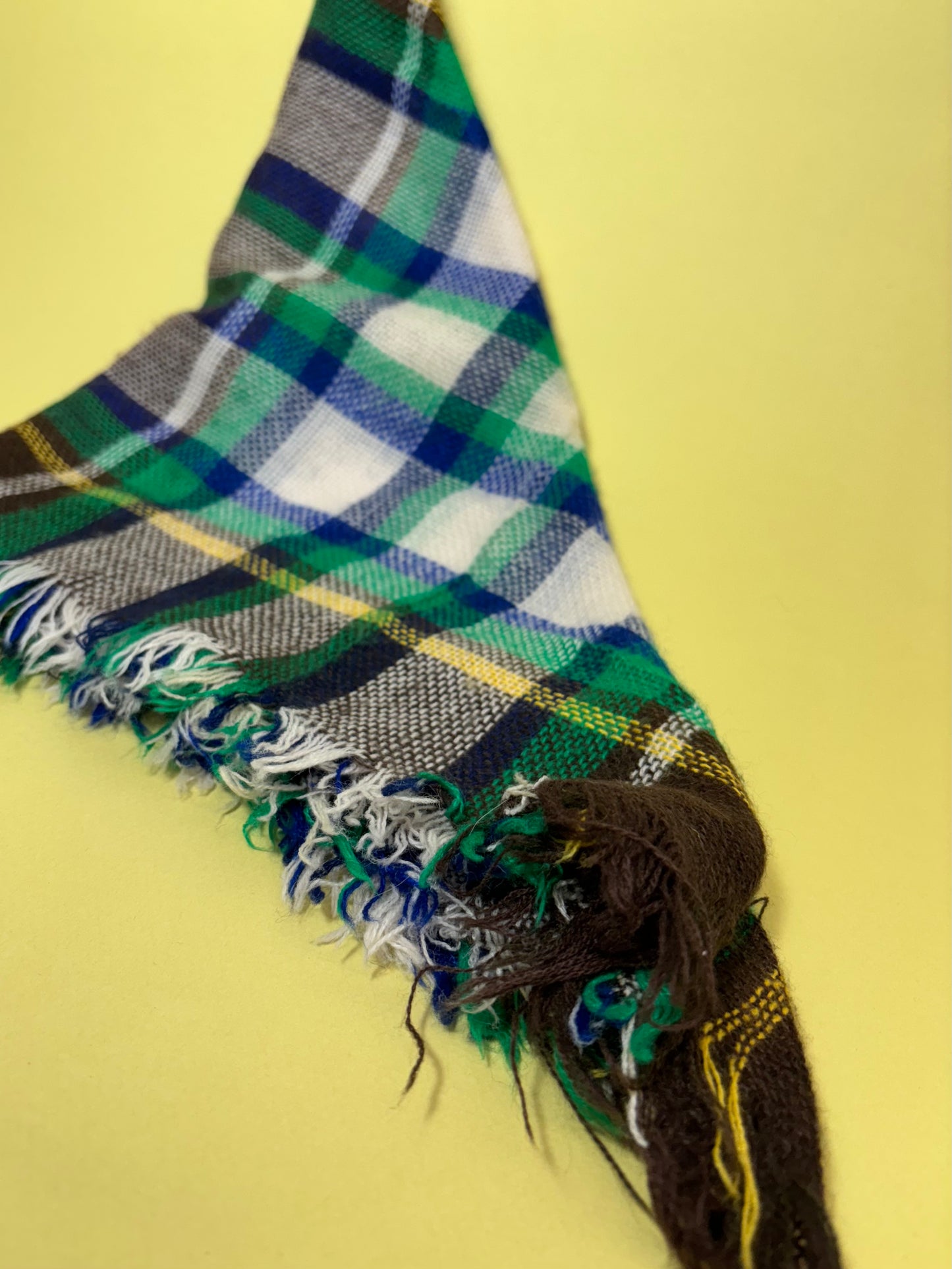 Green Blue Brown Plaid Winter Head Scarf Kerchief 26"