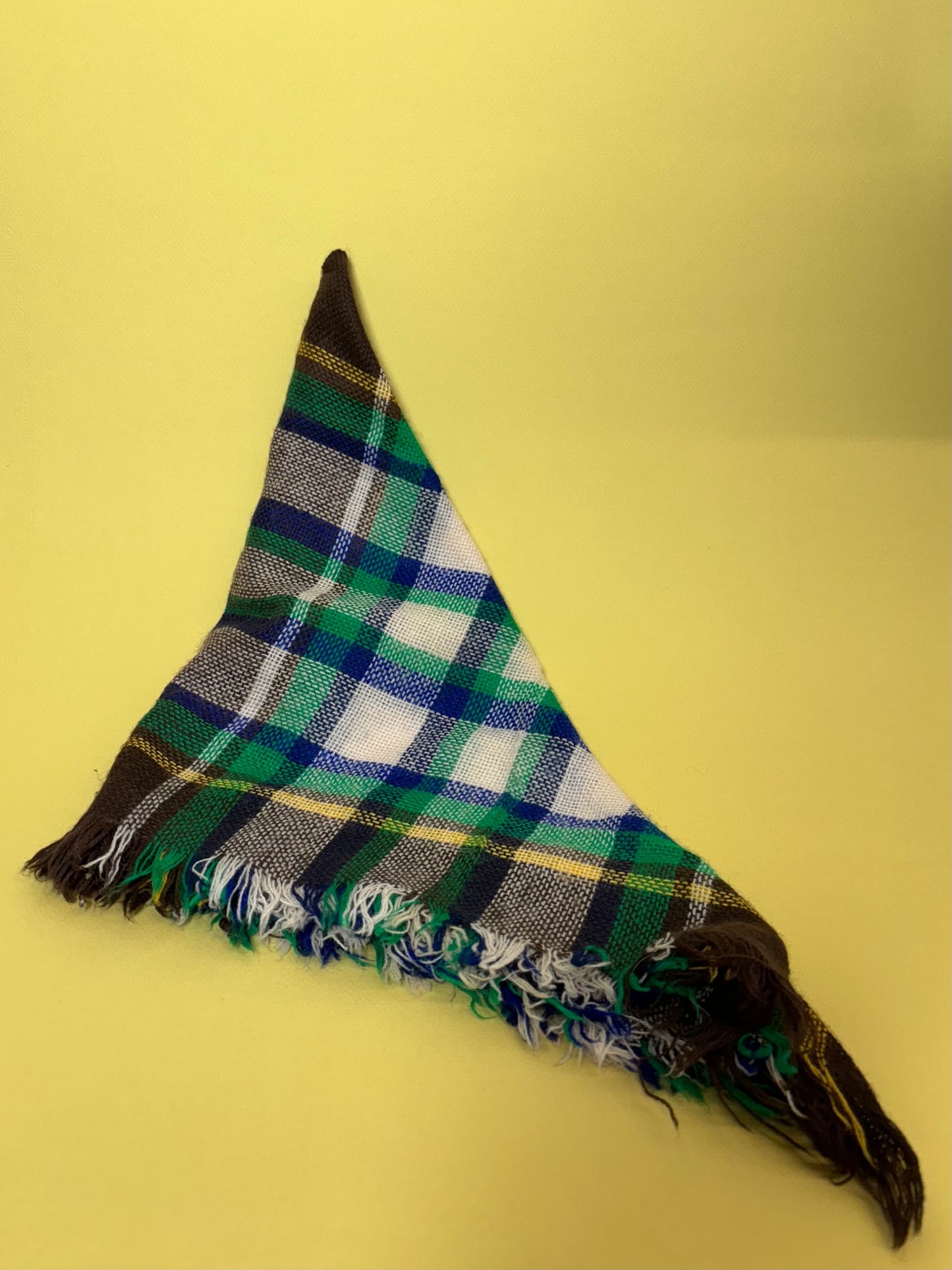 Green Blue Brown Plaid Winter Head Scarf Kerchief 26"