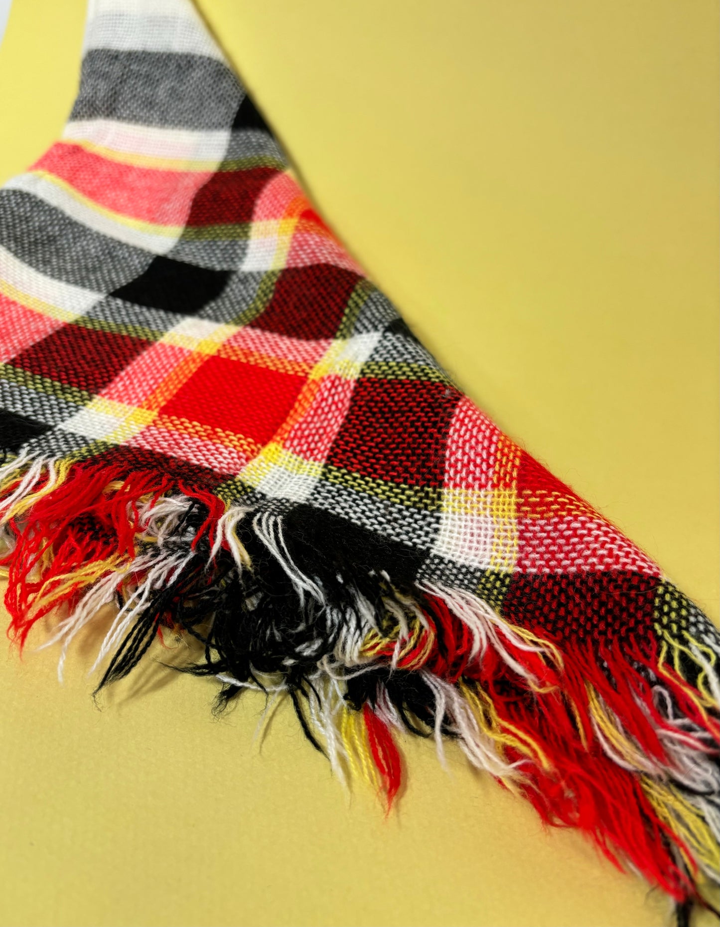 Red Black Yellow White Plaid Winter Head Scarf Kerchief 26"