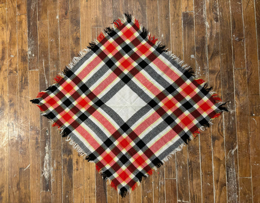 Red Black Yellow White Plaid Winter Head Scarf Kerchief 26"