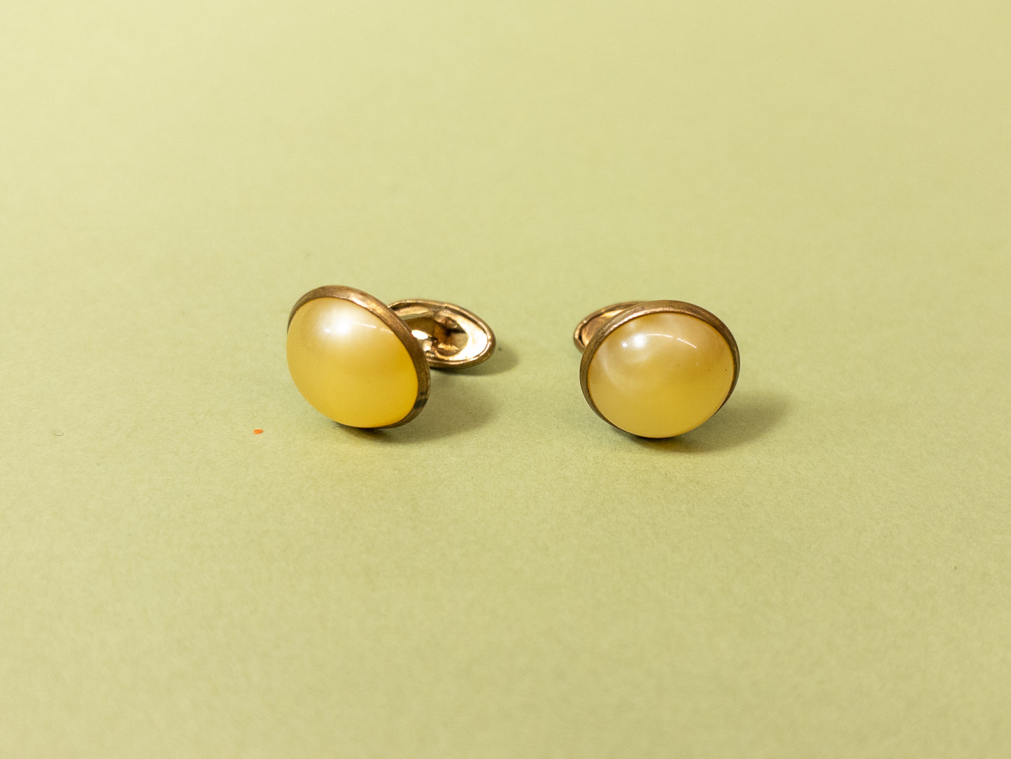 50's 60's Frosted Yellow & Gold Tone Cufflinks