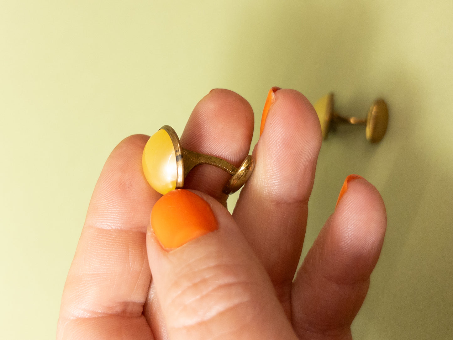 50's 60's Frosted Yellow & Gold Tone Cufflinks