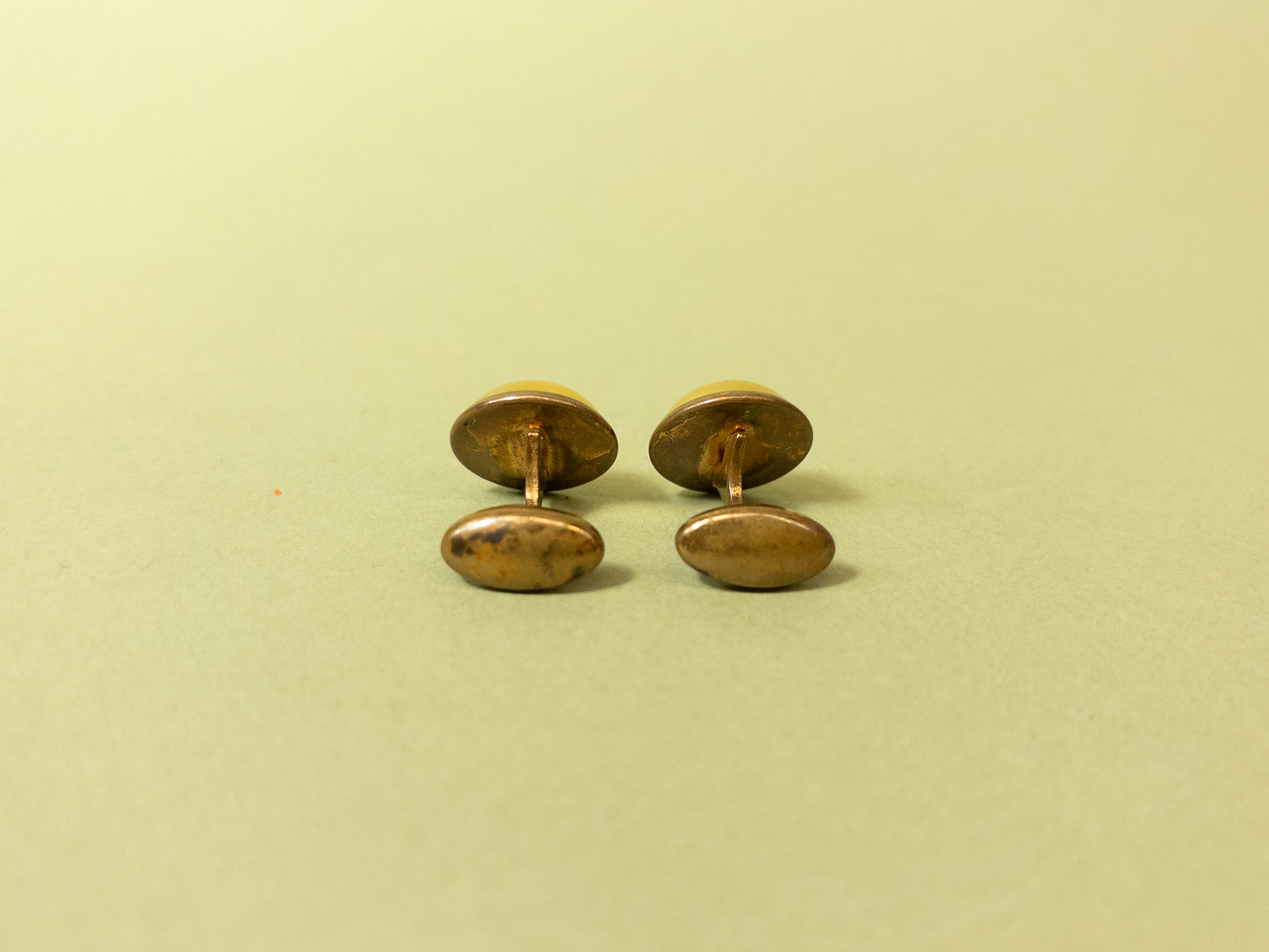 50's 60's Frosted Yellow & Gold Tone Cufflinks