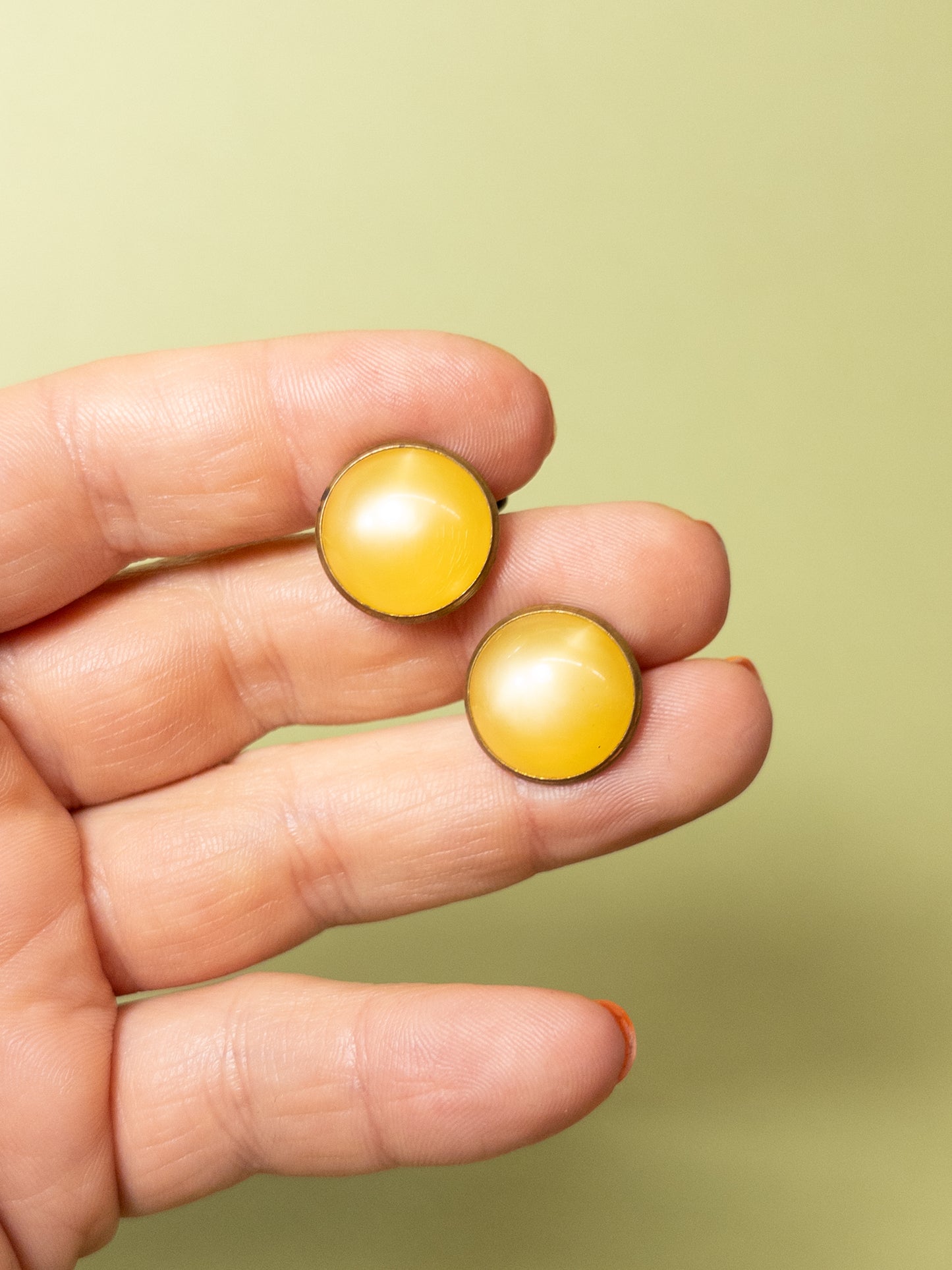 50's 60's Frosted Yellow & Gold Tone Cufflinks