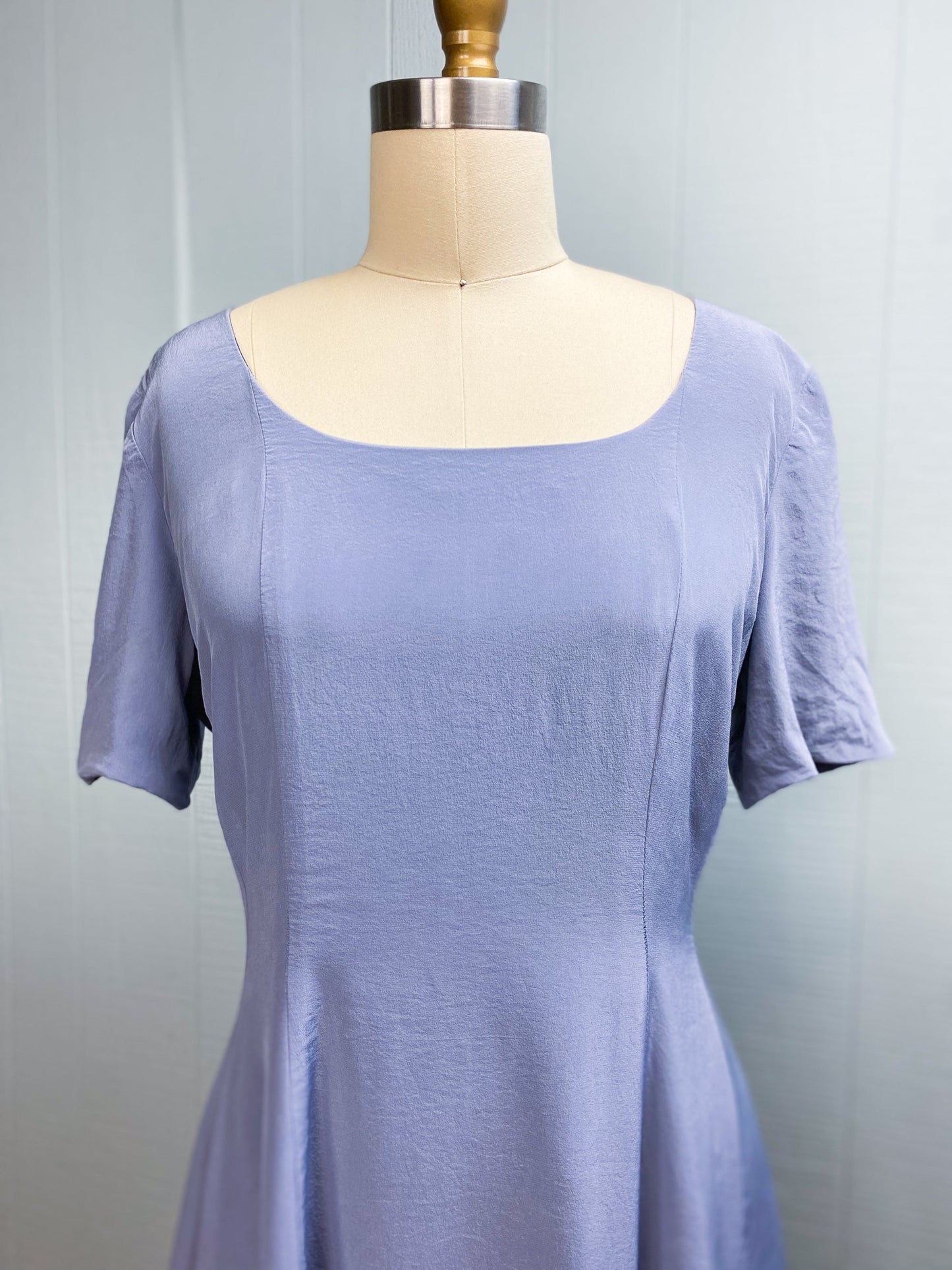 90s Dusty Blue/Lilac Silk Laura Ashley Dress | M