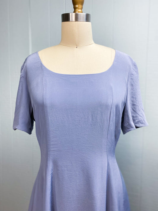 90s Dusty Blue/Lilac Silk Laura Ashley Dress | M
